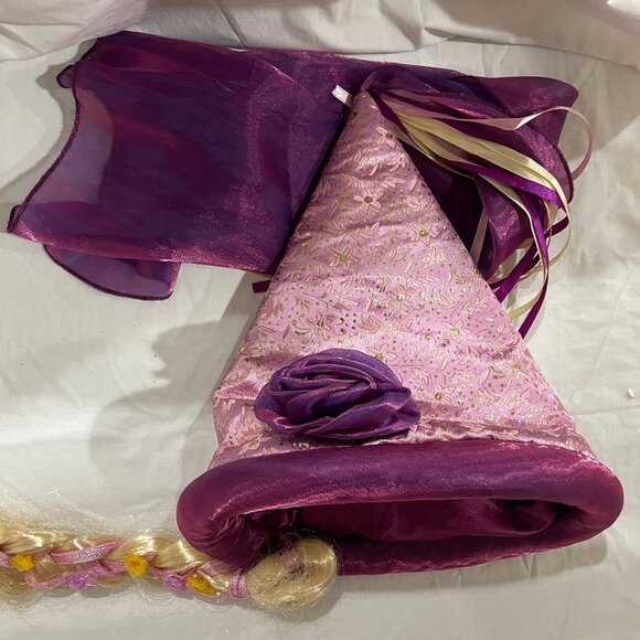 Disney Parks Authentic Purple Princess Hat With Veil & Tangled Repunzel Braid - Picture 10 of 15